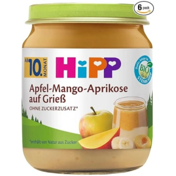 HiPP bioloģiskā ābolu, mango un aprikožu pārslas a