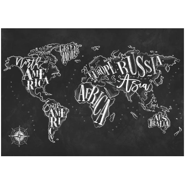 Fototapete Artgeist Modern World Map - Black And W