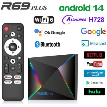 Android 14 TV Box R69 Plus, 4GB RAM, 64GB ROM, And