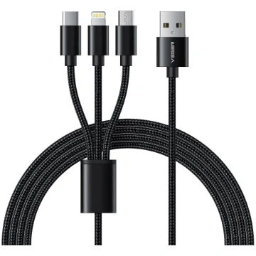 VEGER 3-in-1 USB A to Lightning / Type C / Micro U
