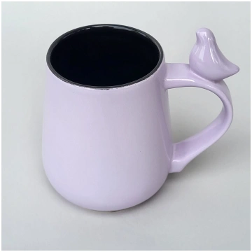 Krūze ar putniņu, apaļa, violets Dailrade Ceramics