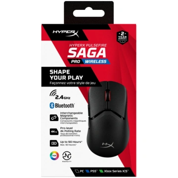 Bezvadu spēļu pele HyperX Pulsefire Saga Pro Optis