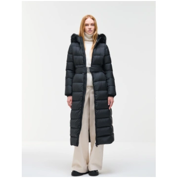 Long matte down jacket with faux fur COLMAR