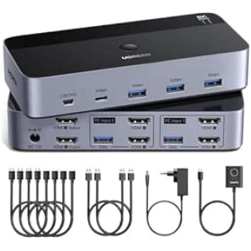 UGREEN HDMI KVM slēdzis 2 PC 2 monitori 8K60Hz 4K2