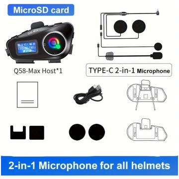 Q58-Max Bluetooth 5.3 Motorcycle Helmet Intercom -