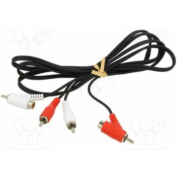 Cable; RCA socket x2,RCA plug x2,both sides; 1.5m 