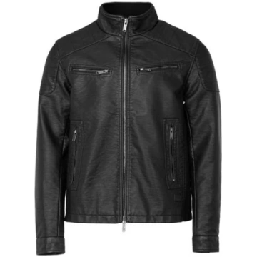Men's Long Sleeve Faux Leather Jacket