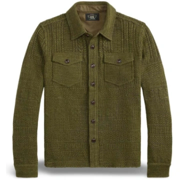 Overshirt uomo in cotone e lana Verde Militare - M