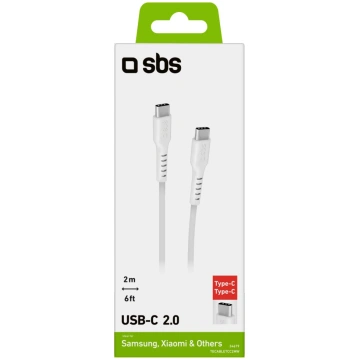 Type-C to Type-C Cable 2.0 2m By SBS White