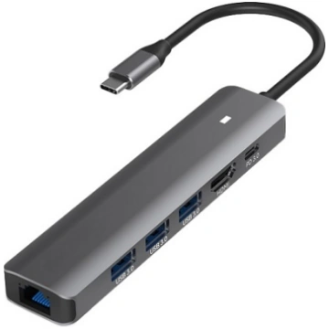 Adapter USB Type-C - HDMI, LAN, 3x USB 3.0 Type-A,