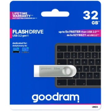 GOODRAM FLASHDRIVE 32GB UNO3 SILVER USB 3.2 Gen 1 
