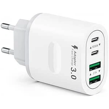 USB C Charger, 4 Ports Multiple Plug 60 W USB C Po