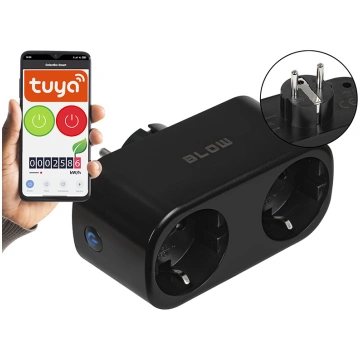 TUYA WiFi-controlled double smart socket, black Bl