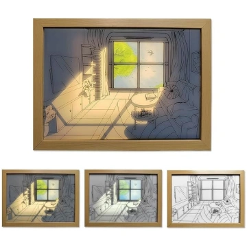 QLEE LED Mood Lamp Light Up Painting Wall Art 3 kr
