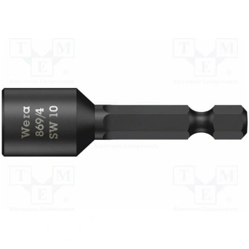 Screwdriver bit; 6-angles socket; 1/4"; HEX 10mm; 