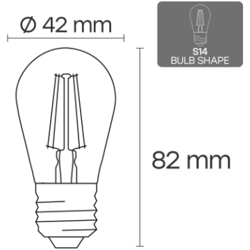 LED Dimmējama filamenta spuldze E27, S14, 1W, 100l