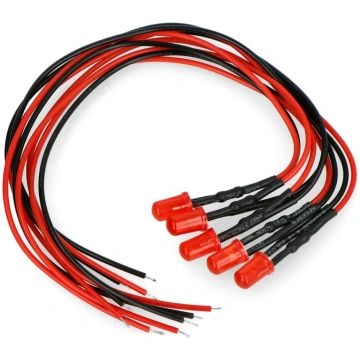 5mm 12V LED with a resistor and a wire - red OEM A
