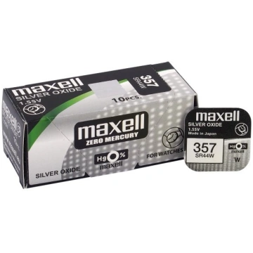357 baterijas 1.55V Maxell sudraba-oksīda SR44W. 3
