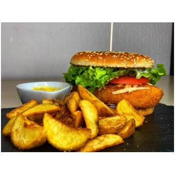 Vistas burgers ar kartupeļu daiviņām Jushi Sushi 9