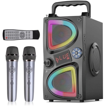 SUPNIU Bluetooth skaļrunis ar 2 bezvadu mikrofonie