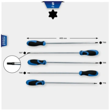 Brilliant Tools TORX skrūvgriežu komplekts, 5 gab