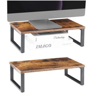 Monitor Stand Riser, Set of 2 Wooden Table Top Com
