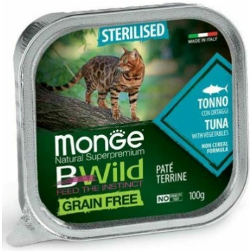 Kaķu barība Monge Cat BWild Grain Free Sterilised 