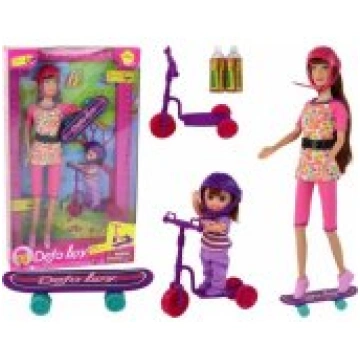 LEAN Toys Lucy Doll Set Pink Scooter Skateboard He