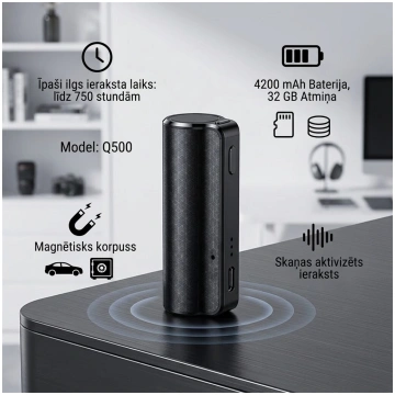 SPY Q500 Magnētiskais Digitālais Balss Ierakstītāj