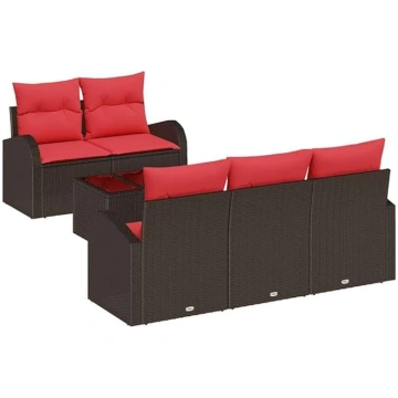 vidaXL Sofa Set mit Kissen 6 pcs Braun Polyester, 