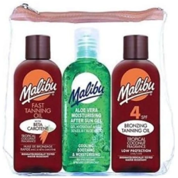 Malibu ceļojuma iepakojums SPF 4 bronzas eļļa, alv