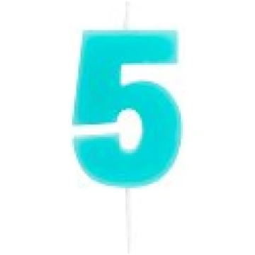 Svece cipars "5", zila, Idena