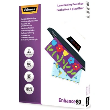 Fellowes Matt laminating pouches 80 micron, A3 100