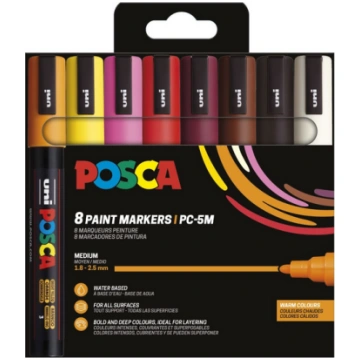 Posca - PC5M - Medium Tip Pen - Warm colors 8 pc (