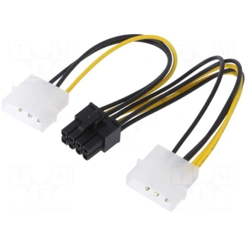 Cable: mains | Molex male x2,PCI-E 8pin female | 0