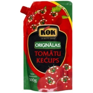 KEČUPS ORIĢINĀLAIS KOK 500G STĀVPAKĀ