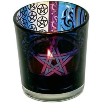 6 x stikla pentagramma wicca tējas sveču turētāji 