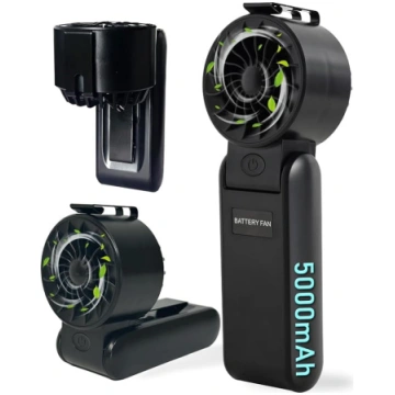 5000 mAh mini rokas ventilators, 3-in-1 pārnēsājam