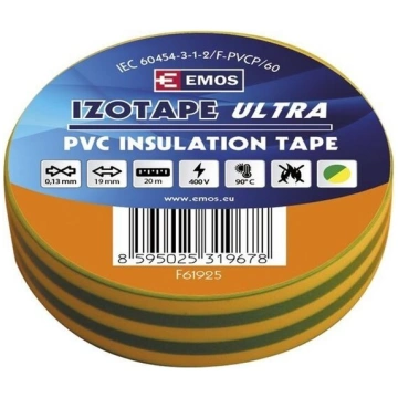 Izolācijas lente PVC 19mm/20m green/yellow, EMOS