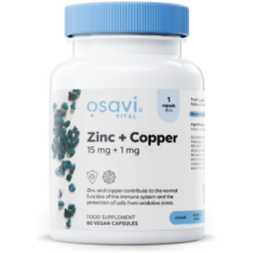 Zinc 15 mg + Copper 1 mg Osavi 60 vcaps