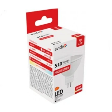 LED spuldze GU5.3, MR16, 12V, 6W, 510lm, 3000K Avi