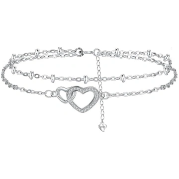 Hifeeled Anklets Sieviešu 925 sudraba dubultā ķēdī