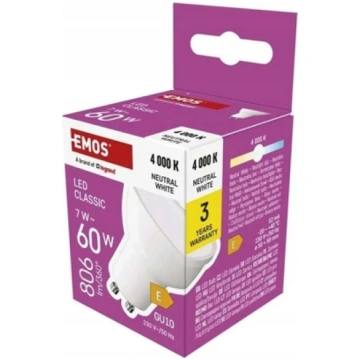Emos arówka LED Classic MR16 GU10 7W 800lm 4000K n