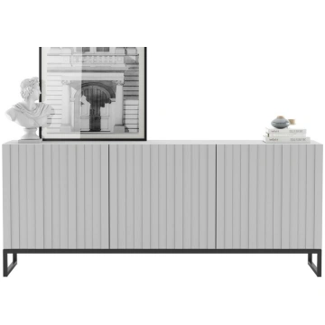 TV kumode Meble Lindner 168 balts matēts, rievots,