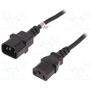 Cable; 3x1.5mm2; IEC C13 female,IEC C14 male; PVC;