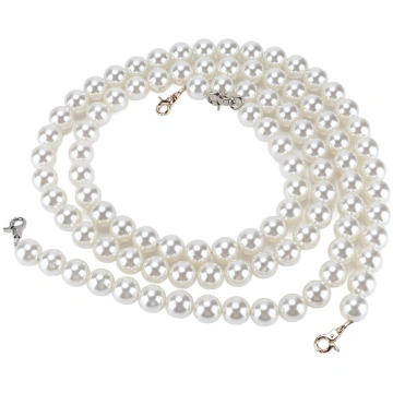 2Pcs Imitation Pearl Chains Purse Handle Strap Han
