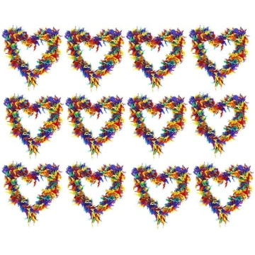 Rainbow Feather Boa - 12 gabalu iepakojums - Daudz