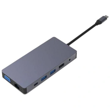 Adapter USB Type-C - 2x HDMI, VGA, LAN, 3x USB Typ