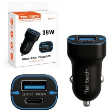 Auto lādētājs USB-C/USB-A, QC PD 38W