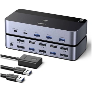 UGREEN Displayport KVM slēdzis 2 PC 2 monitori 8K6